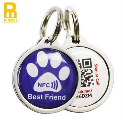 Promotional two paw shape zinc alloy rabies vaccine dog collar tag custom with id