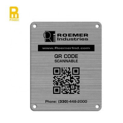 Custom loaer QR code metal name plate stainless steel nameplate