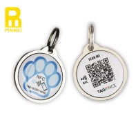 Circle Dog Name Tag Round Pet Dog Chain Necklace Collar ID Tag DIfferent QR Code RFID Dog Track Tag NFC Tags