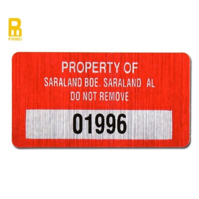 Metal sticker custom asset tag label QR code barcode ID number