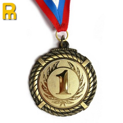 Wholesale high quality sports medal and ribbons with logo printing