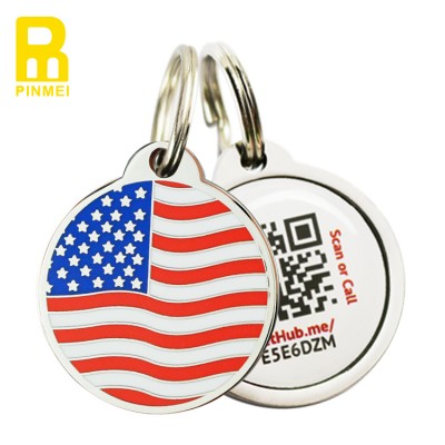 Metal Engraved Enamel Service Dog Tag RFID Collar Pendant Dog Tag QR Code NTAG216 NTAG215 NFC Tag With Different ID Code