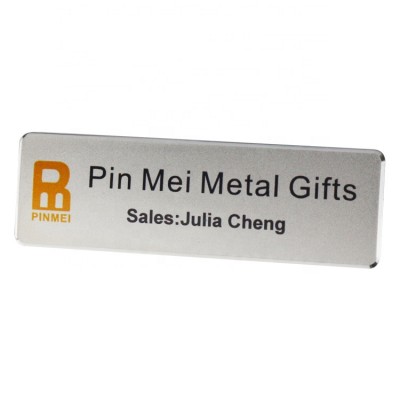 Custom logo metal company name badge pin reusable badge magnet